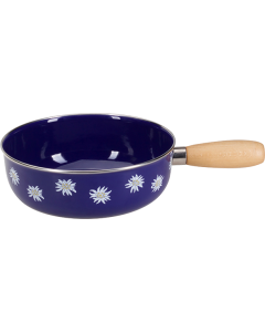 Caquelon à fondue émaillé bleu "Edelweiss" Ø 22 cm
