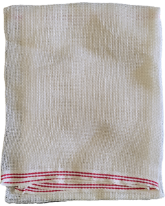 Käsetuch Leinen gebleicht 4   rot-weiss AMO